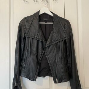Danier Black Leather Moto Jacket Asymmetrical Design